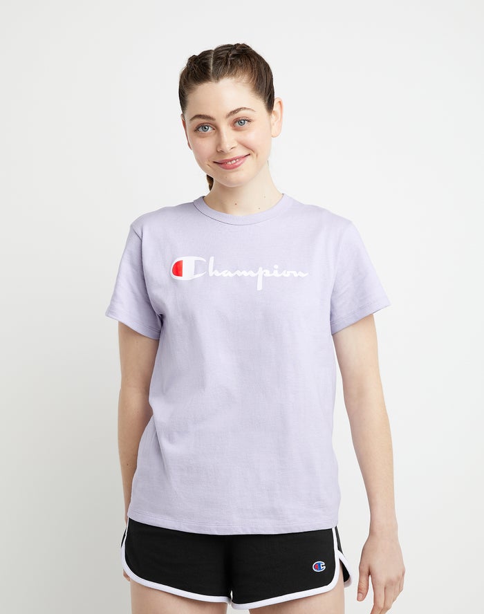 Champion Womens T-Shirt NZ - Heritage Light Purple ( 4589-IHEOV )